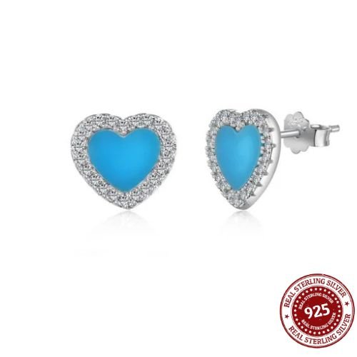 Blue Heart Stud Earrings - OLADOR