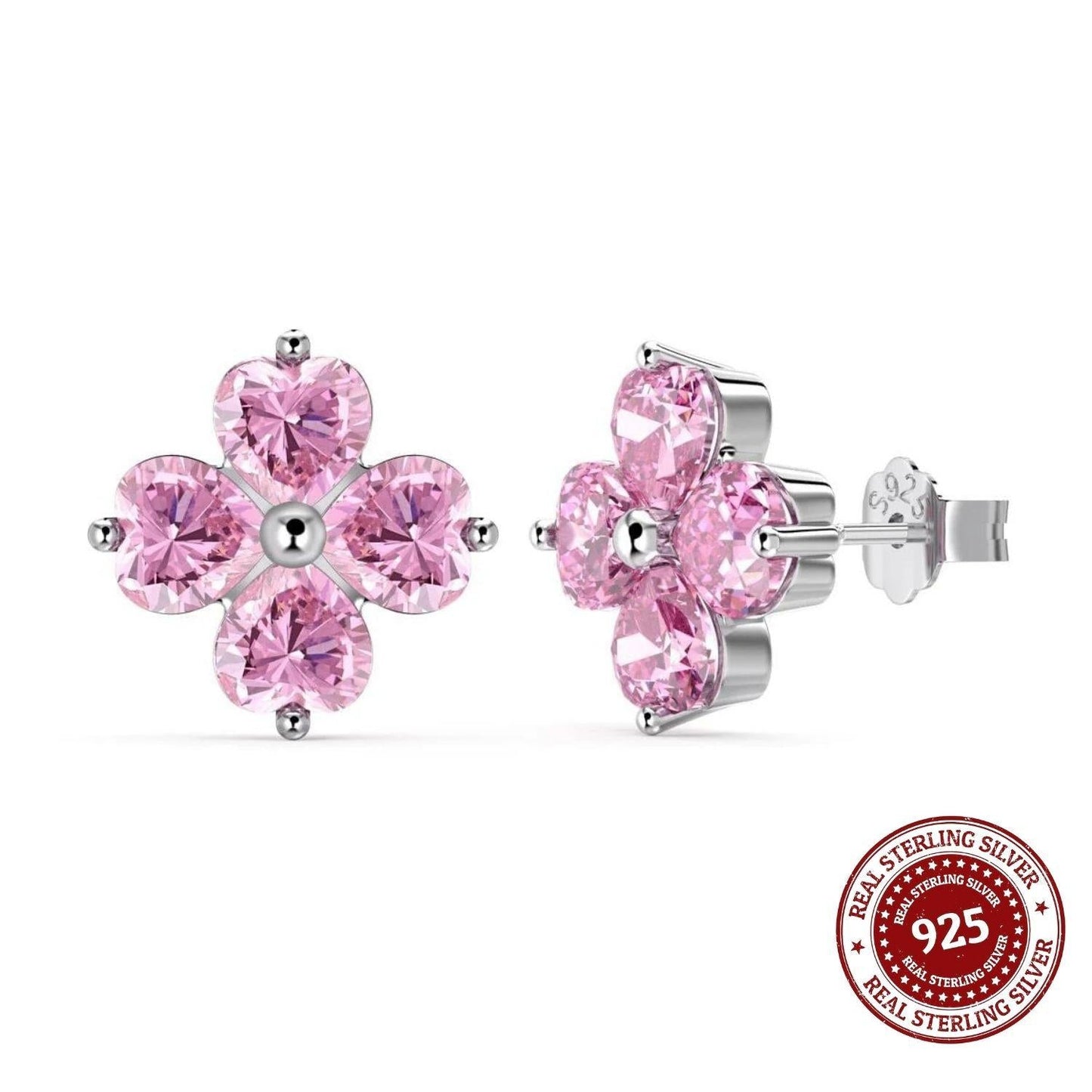 Blush Bloom – Heart - Cut Pink Stud Earrings - OLADOR