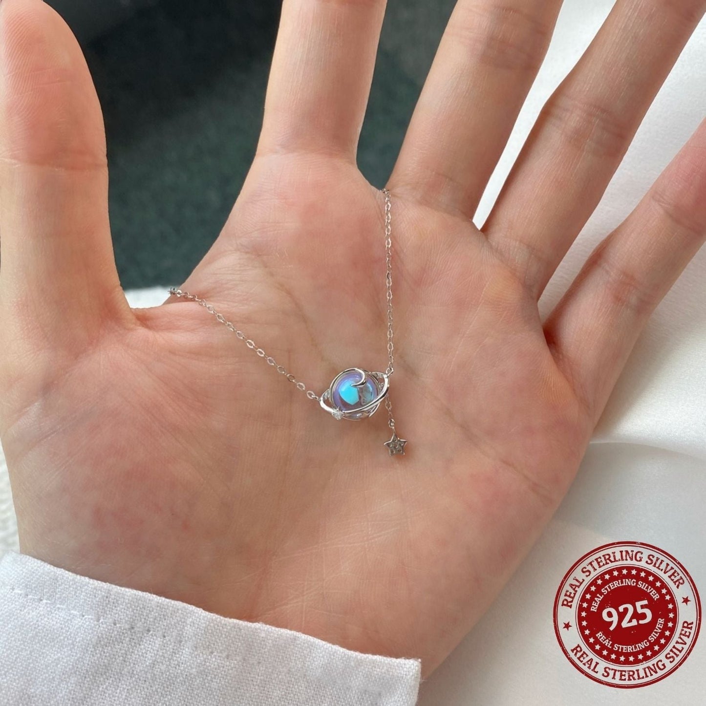 Moonstone Planet Necklace - OLADOR