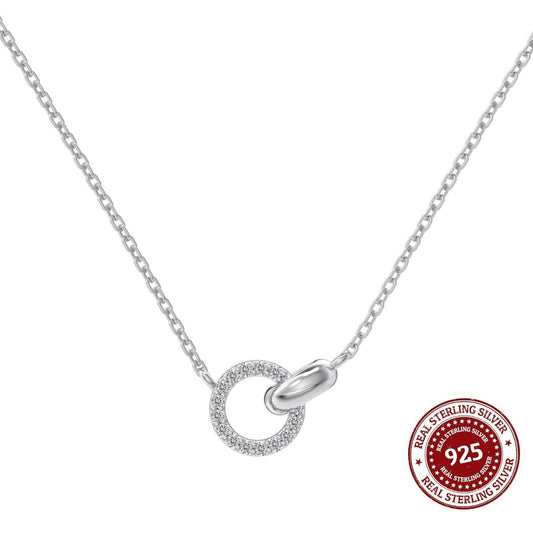 Dainty Interlocking Circles Sterling Silver Necklace - OLADOR