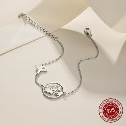 Dainty World Map and Airplane Bracelet - OLADOR