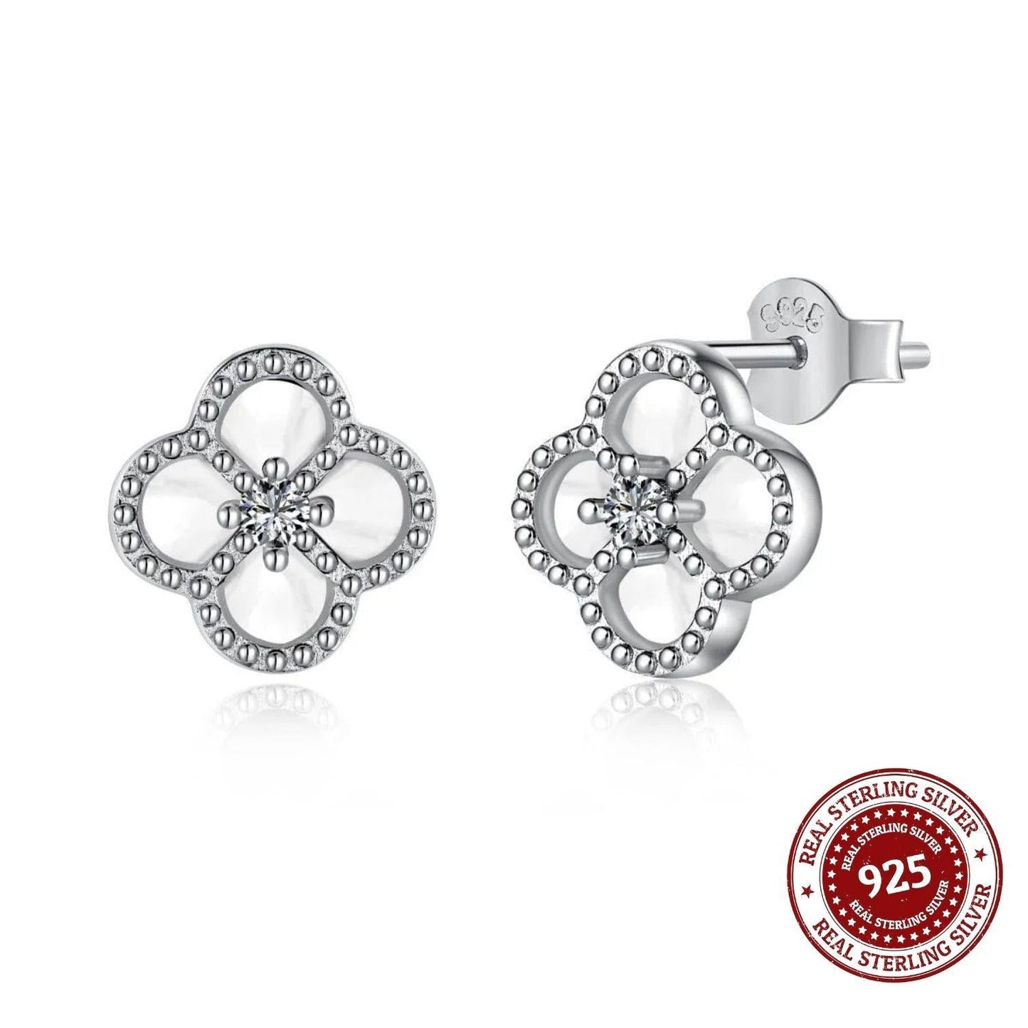 Glow Clover – Silver Stud Earrings - OLADOR