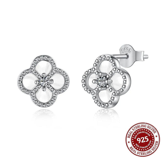 Glow Clover – Silver Stud Earrings - OLADOR