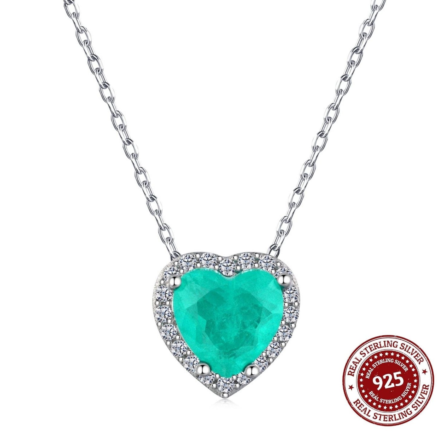 Halo Heart Cut Aquamarine Blue Necklace - OLADOR