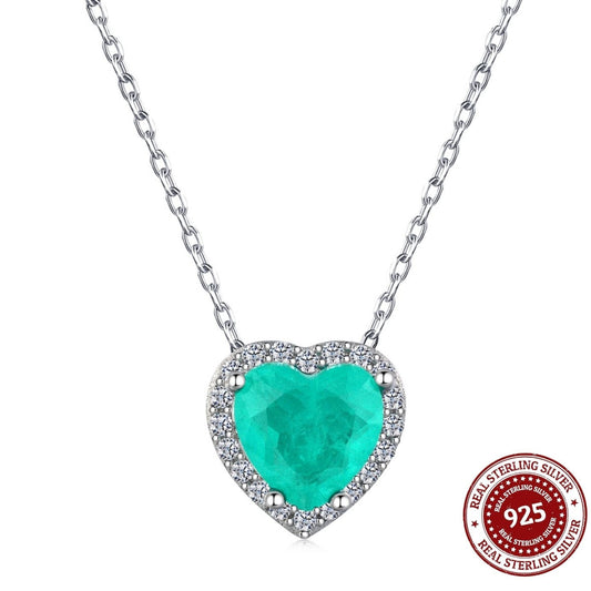 Halo Heart Cut Aquamarine Blue Necklace - OLADOR
