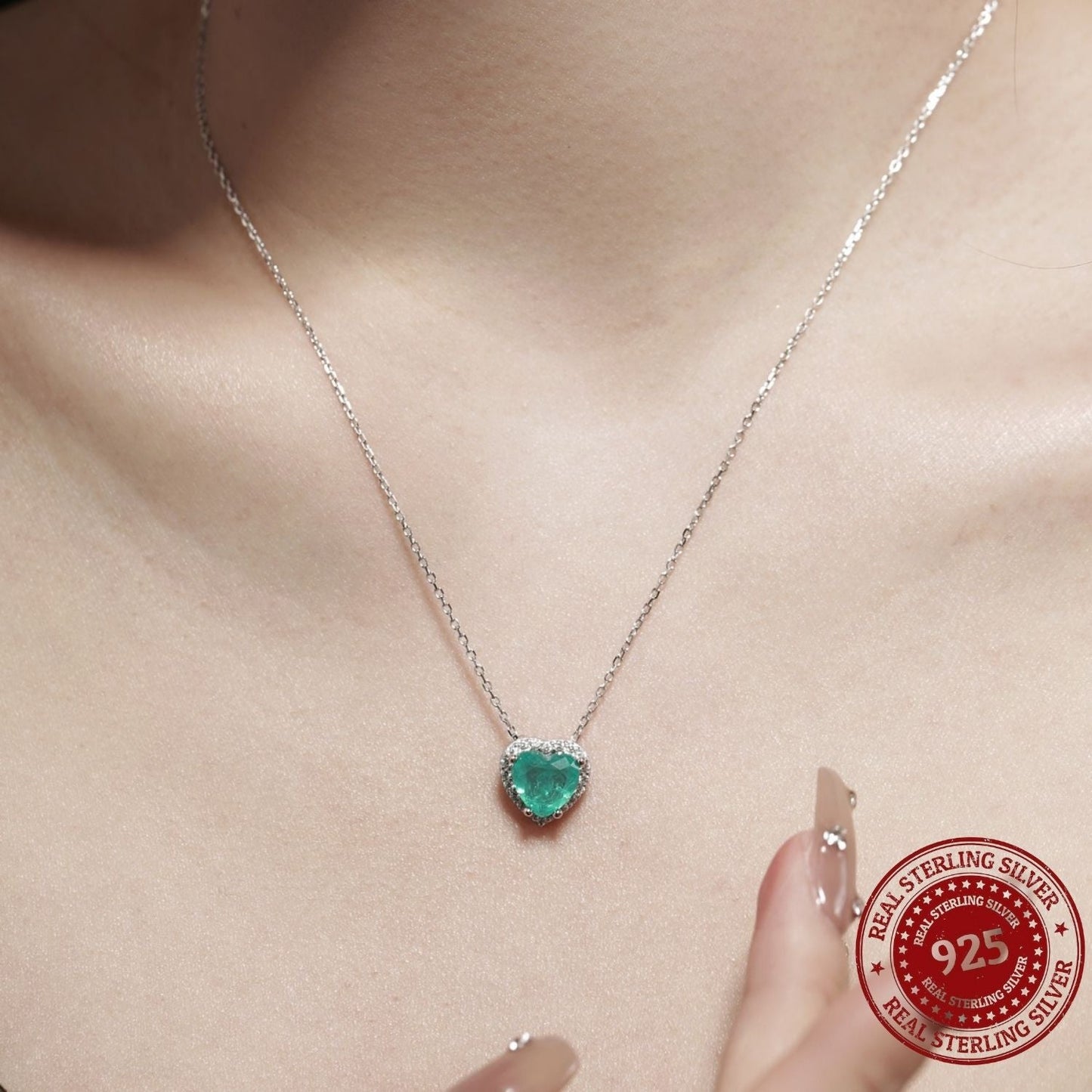 Halo Heart Cut Aquamarine Blue Necklace - OLADOR