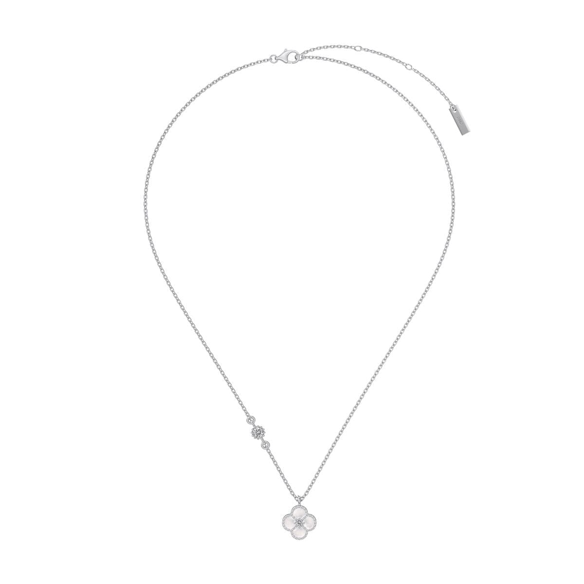 Silver clover pendant necklace.
