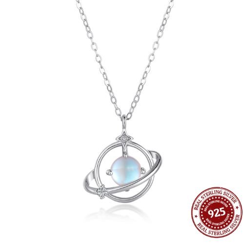 Moonstone Saturn Planet Necklace - OLADOR