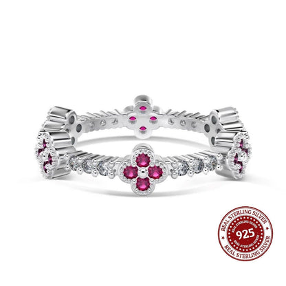 Ruby Clover Eternity Band Ring - OLADOR