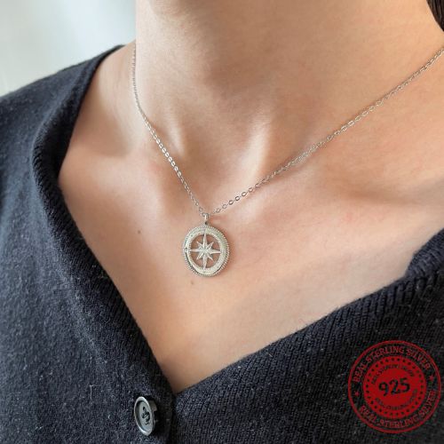 Silver Compass Pendant Necklace - OLADOR