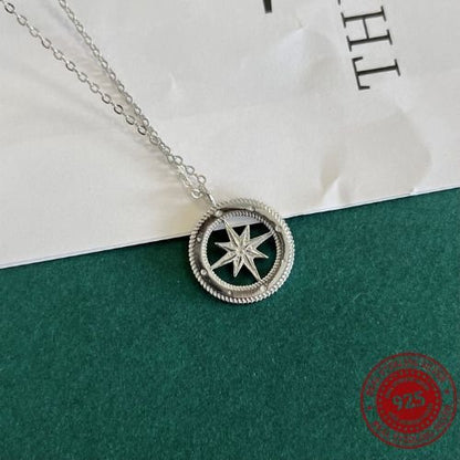 Silver Compass Pendant Necklace - OLADOR