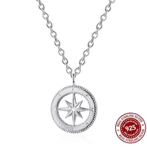 Silver Compass Pendant Necklace - OLADOR