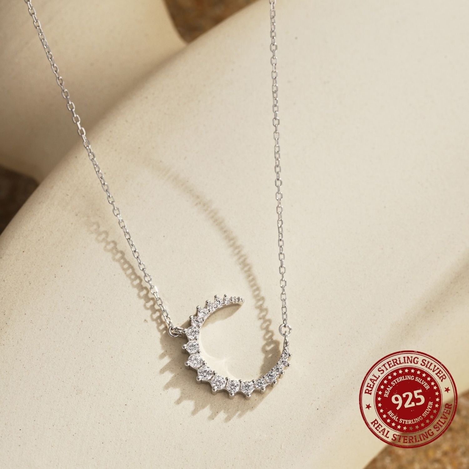 Silver Crescent Moon Necklace - OLADOR