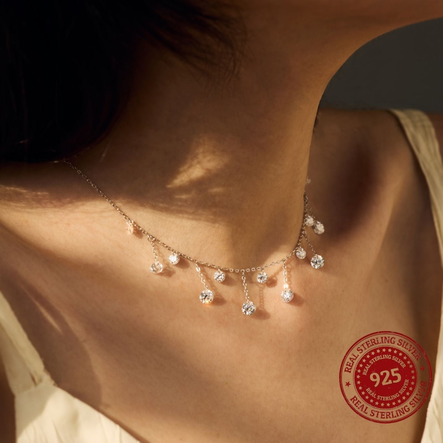 Silver Droplet Charm Necklace - OLADOR