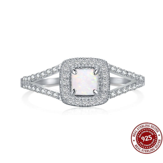 Silver Opal Halo Ring - OLADOR