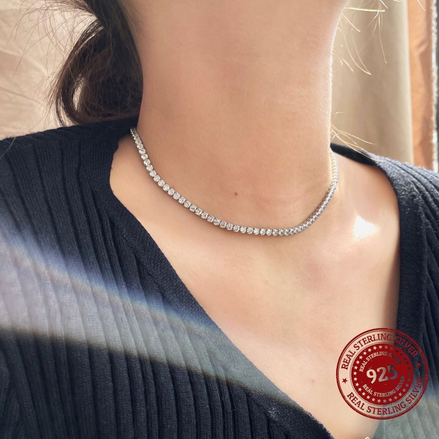 Silver Tennis Necklace - OLADOR