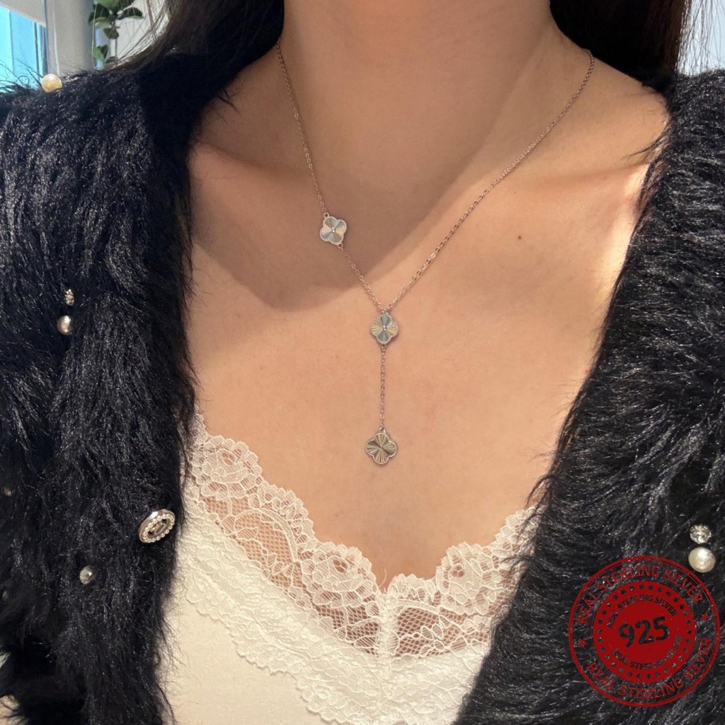 Silver Van Cleef Clover Necklace - OLADOR