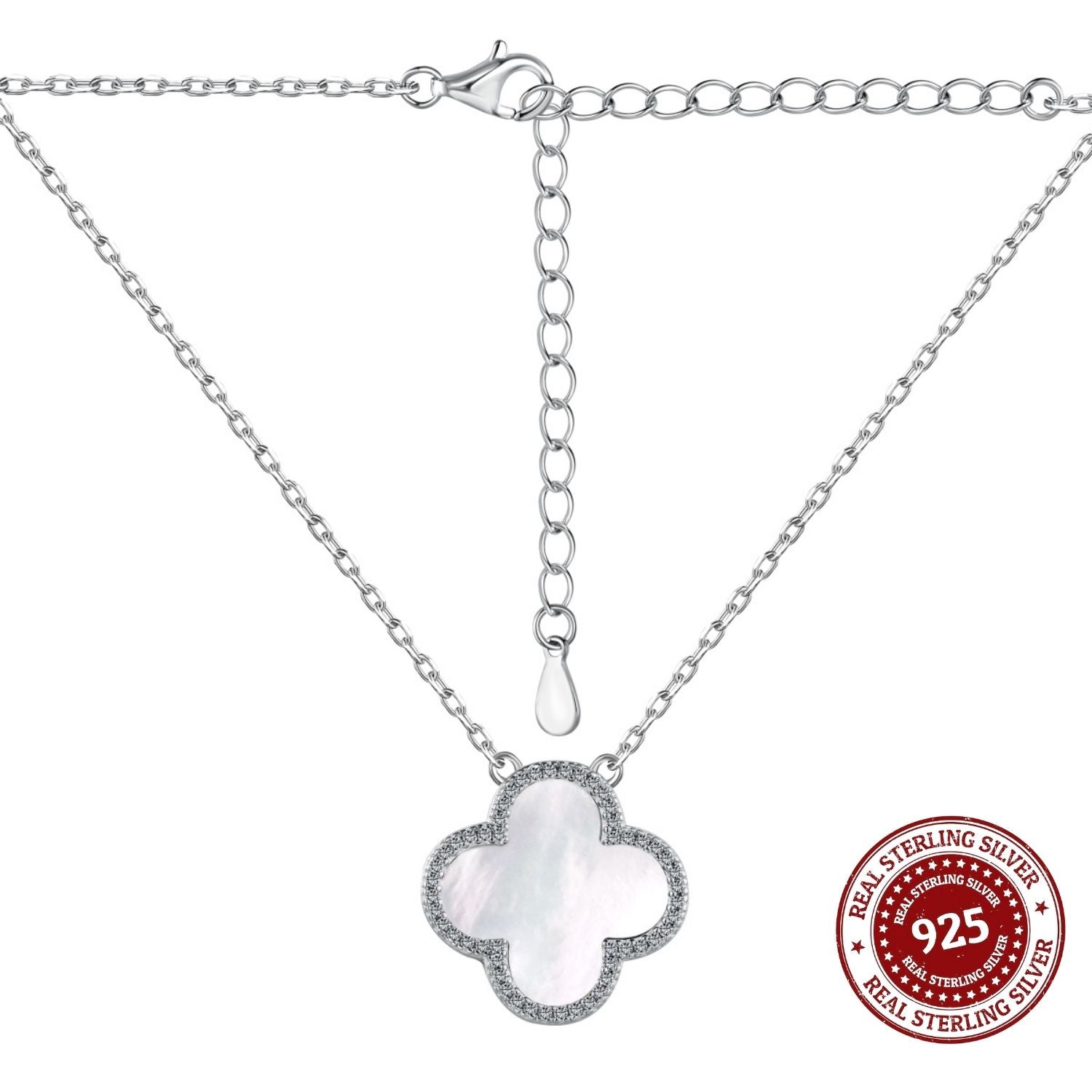 White Shell Clover Pendant Necklace - OLADOR